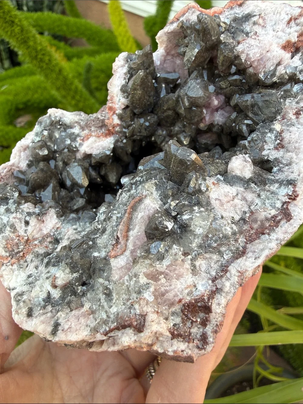 Pink Amethyst and Smoky Quartz Geode with Pink Matrix - Picture 5 of 12